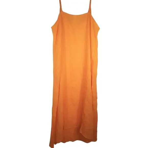 XL Andie Barreta Dress $118 Swim Coverup Dress Orange Cotton Gauze New NWOT - Picture 6 of 13